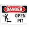Signmission OSHA Danger Sign, Open Pit, 14in X 10in Rigid Plastic, 14" W, 10" H, Landscape, Open Pit OS-DS-P-1014-L-1507 - alternate 1